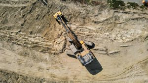 An excavator digging